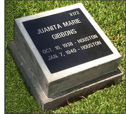X172 - Juanita A Marie Gibbons - Oct. 10, 1938 - HOUSTON; Jan. 7, 1940 - HOUSTON